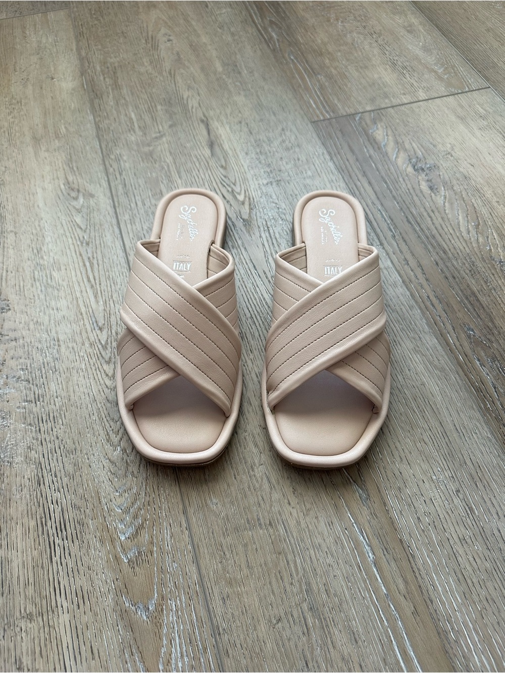 NWT Seychelles Women's Nude Cross‑Strap Slide Sandals